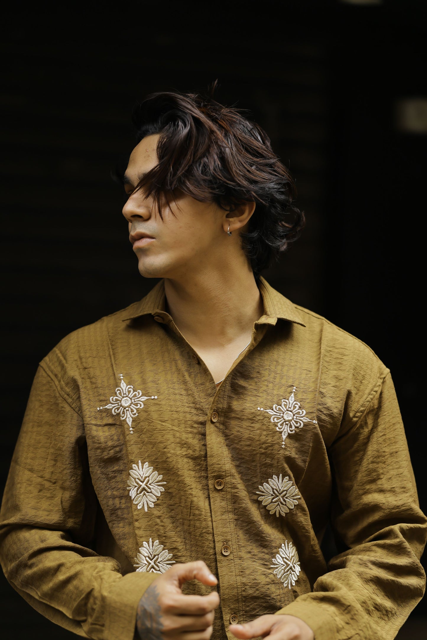 Classic Floral Embroidery Shirt