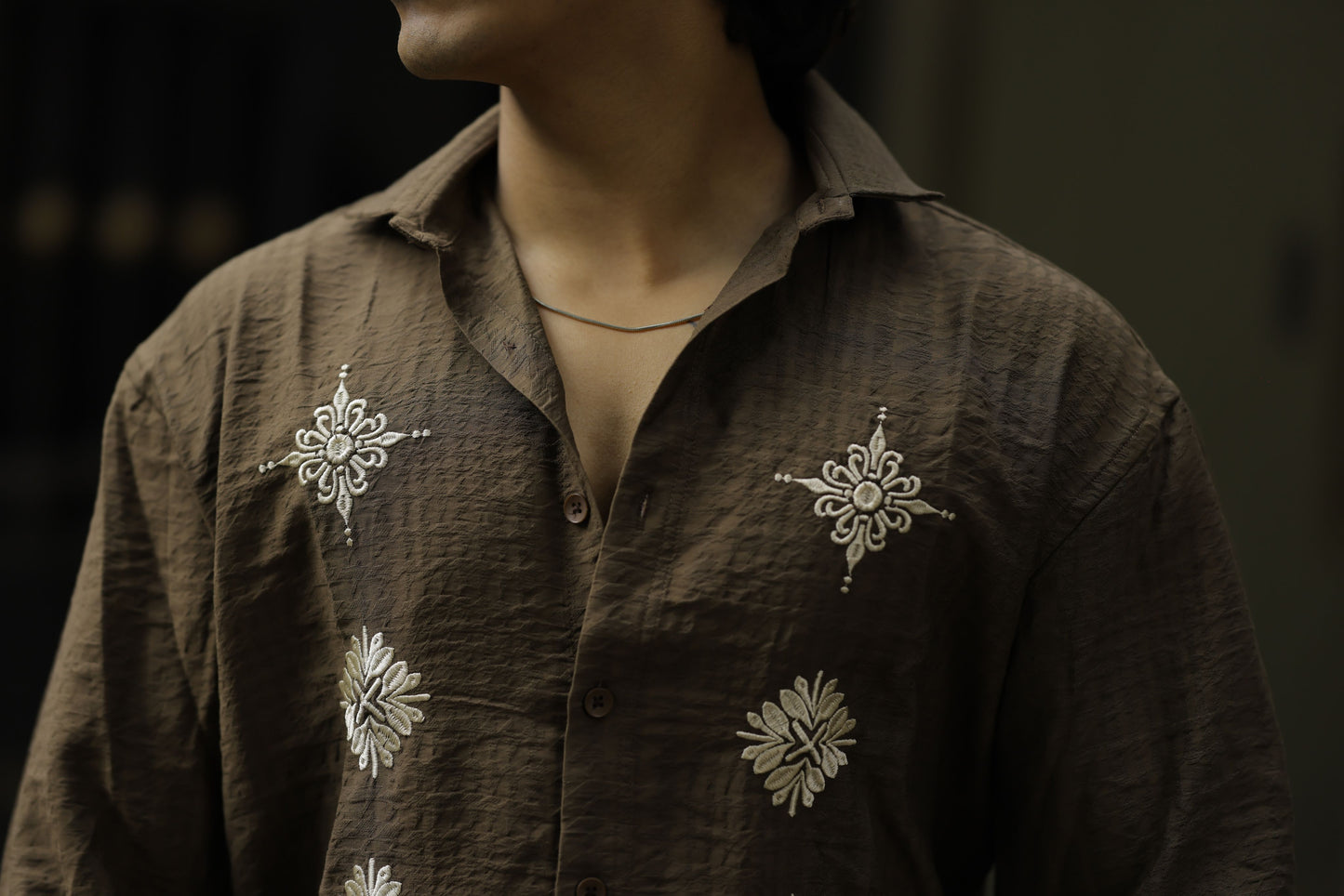 Classic Floral Embroidery Shirt