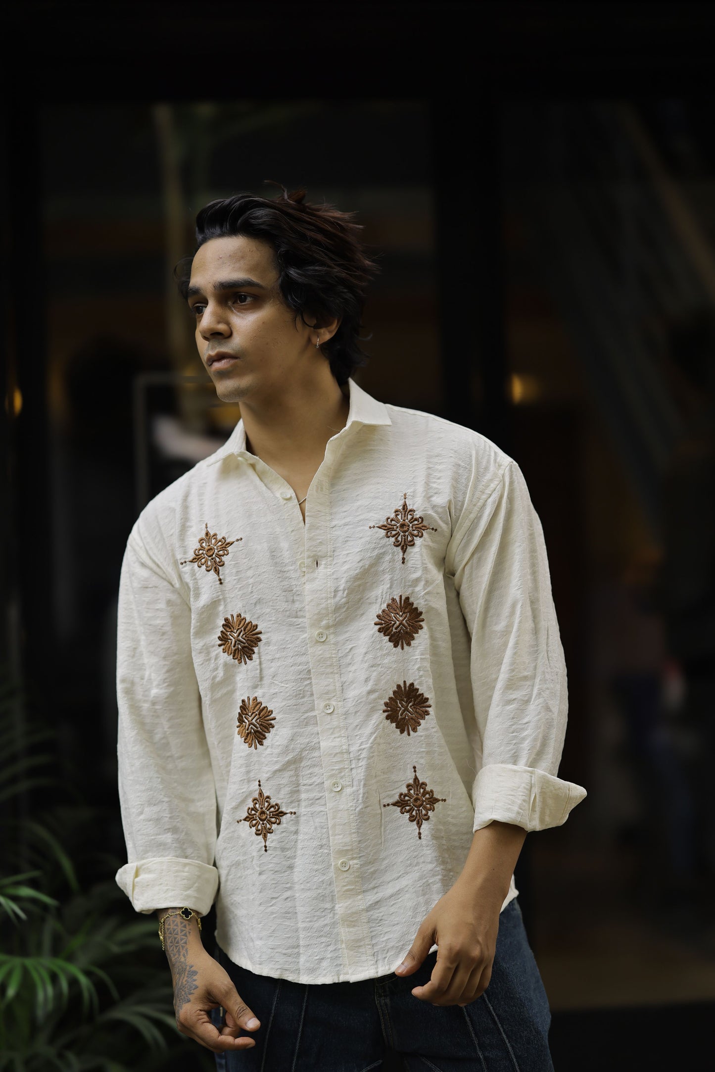 Classic Floral Embroidery Shirt