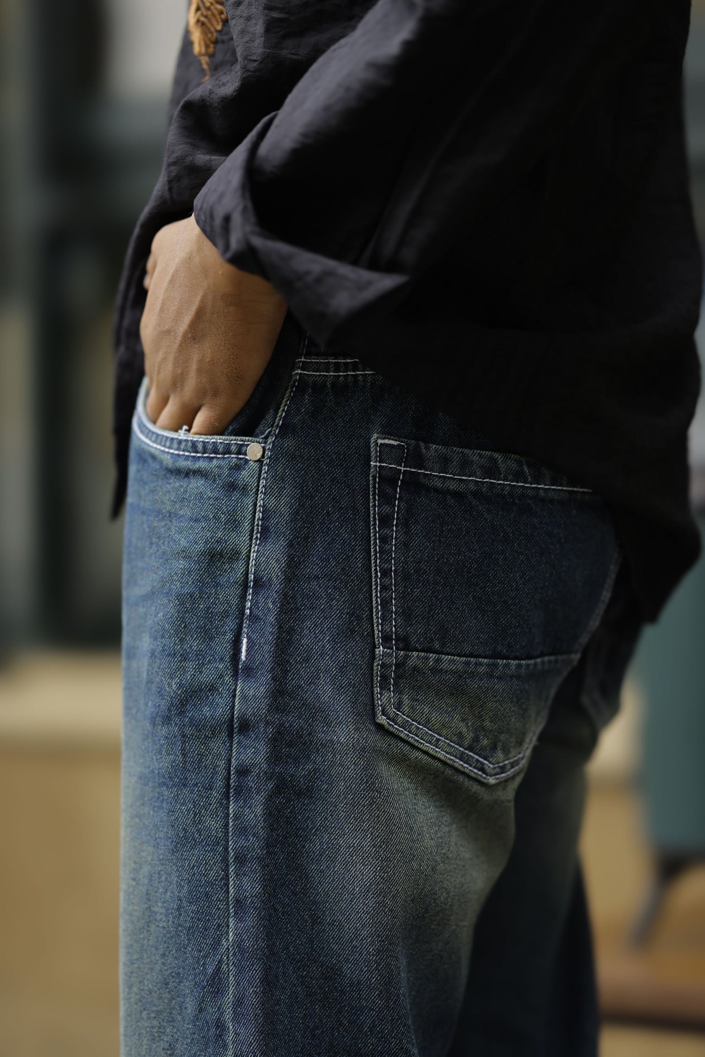 Blue Denim wash straight fit Jeans