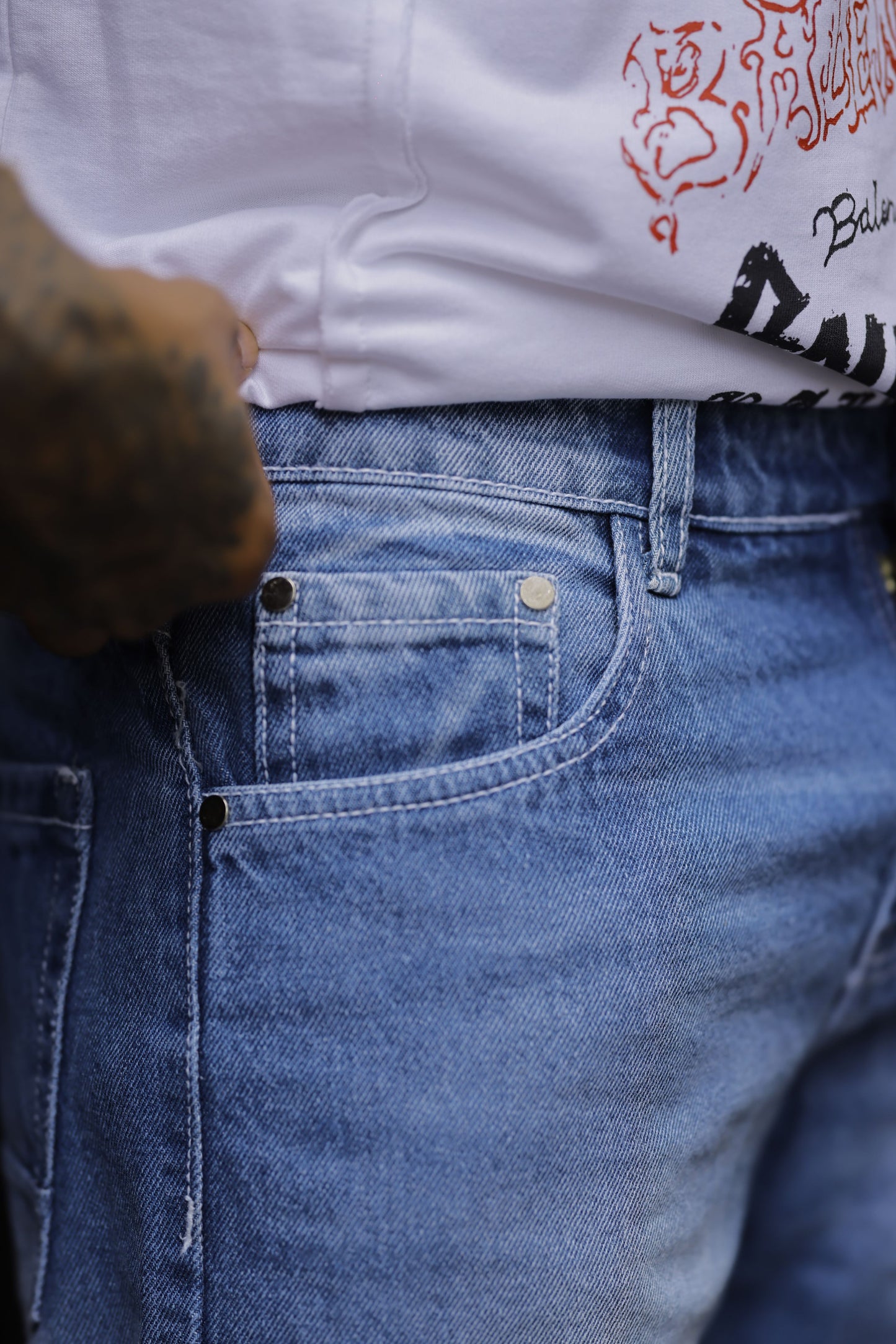 Blue Denim wash straight fit Jeans