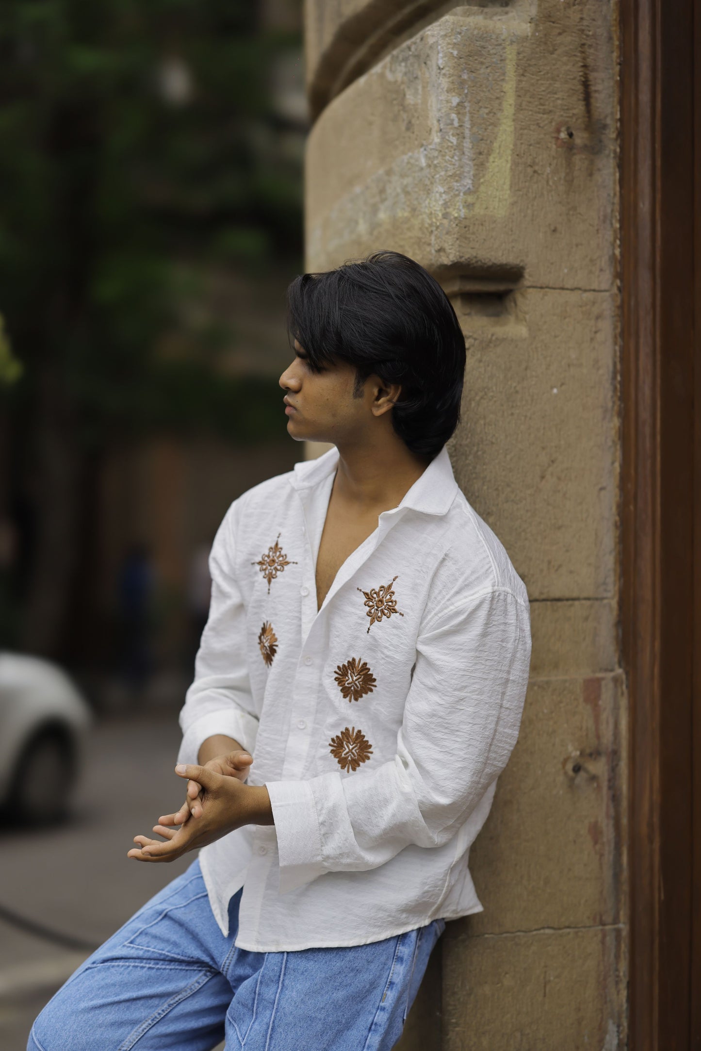 Classic Floral Embroidery Shirt