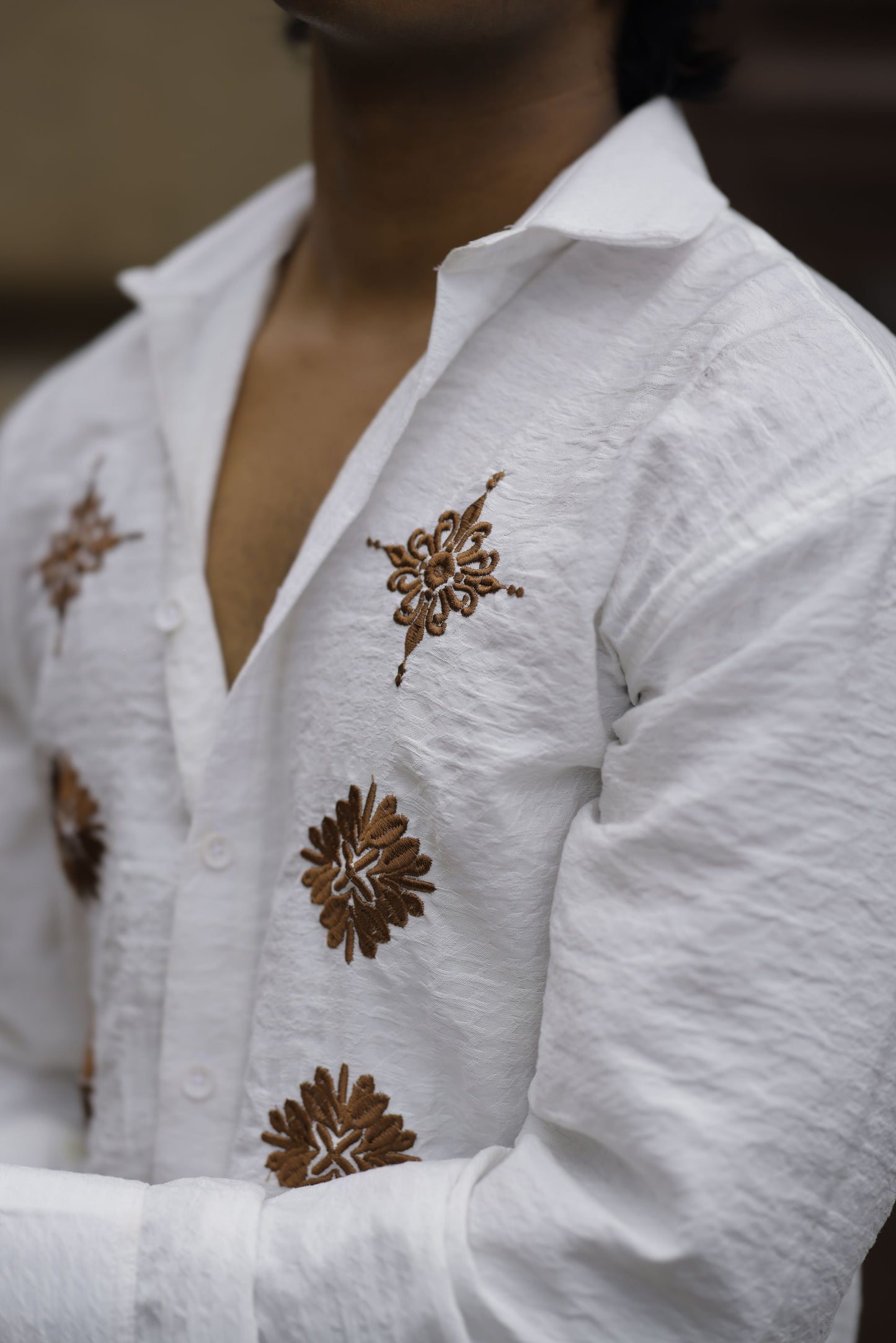 Classic Floral Embroidery Shirt