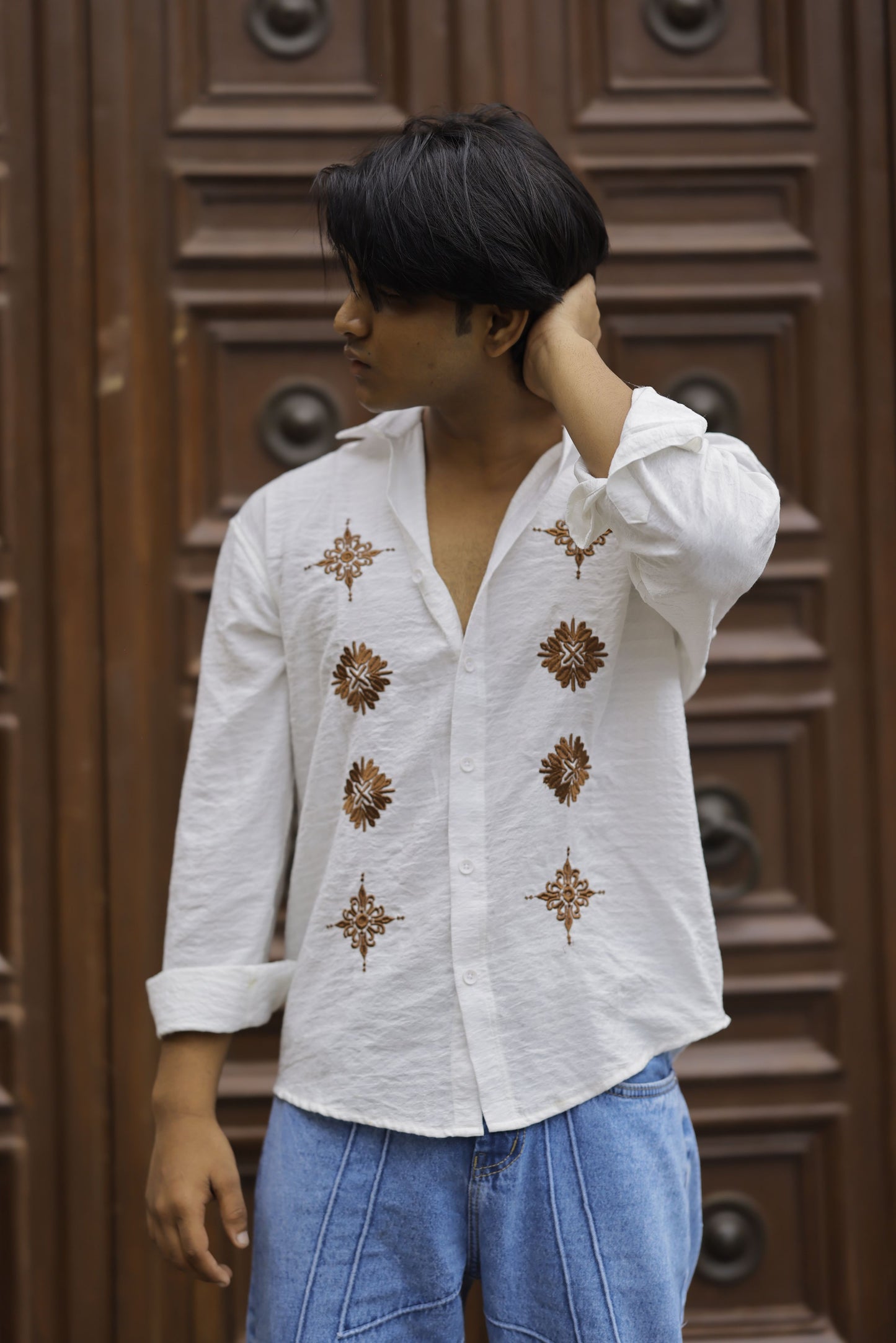 Classic Floral Embroidery Shirt