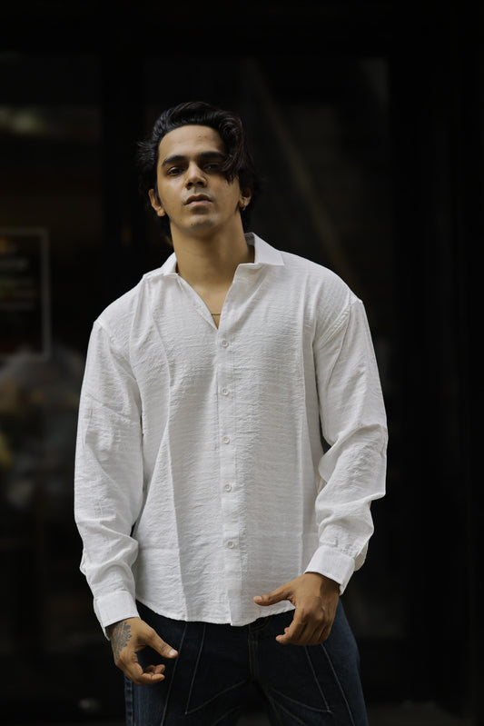 White Texture Full sleeve shirt
