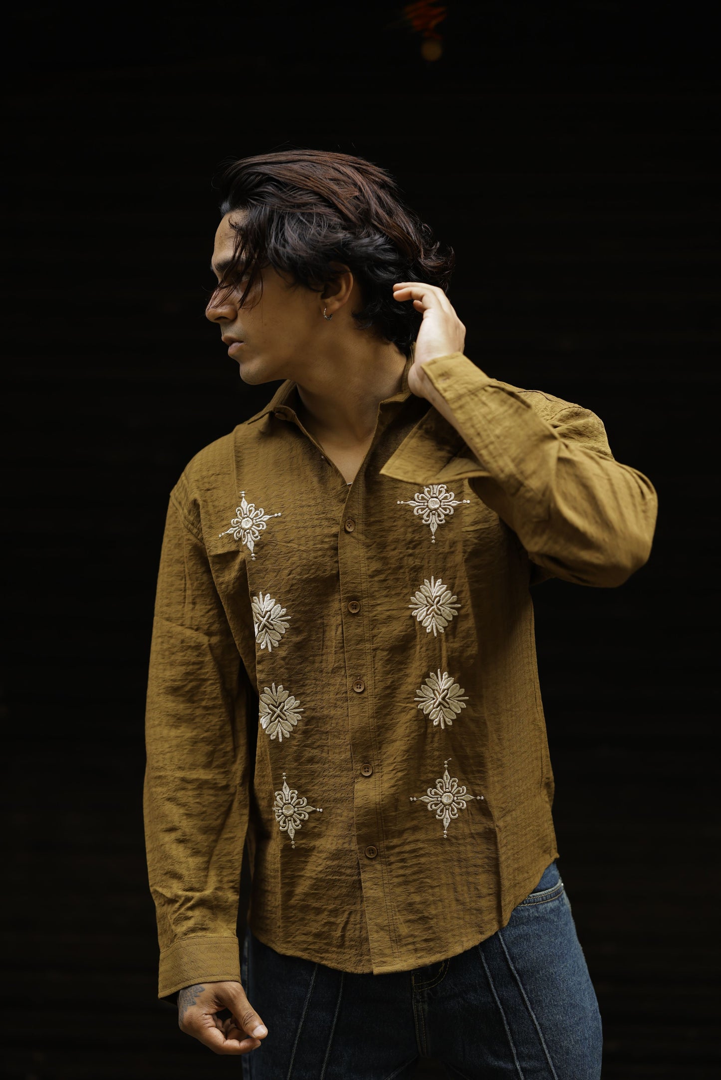 Classic Floral Embroidery Shirt