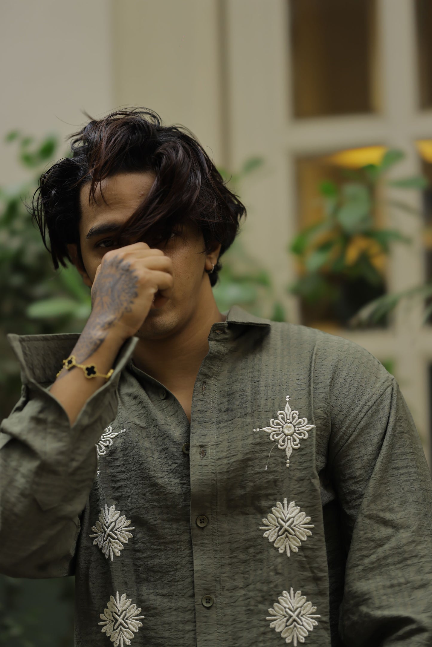 Classic Floral Embroidery Shirt