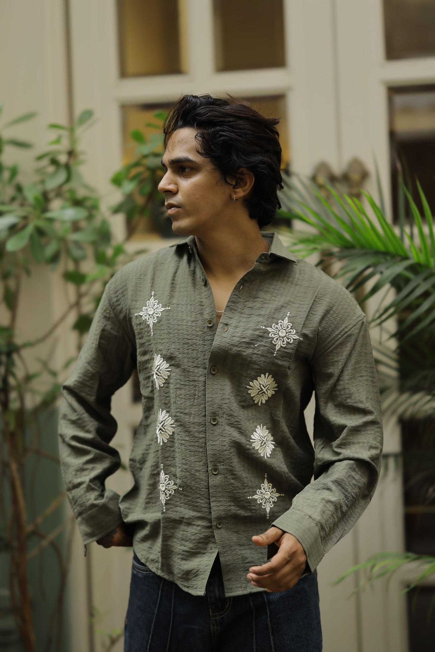 Classic Floral Embroidery Shirt