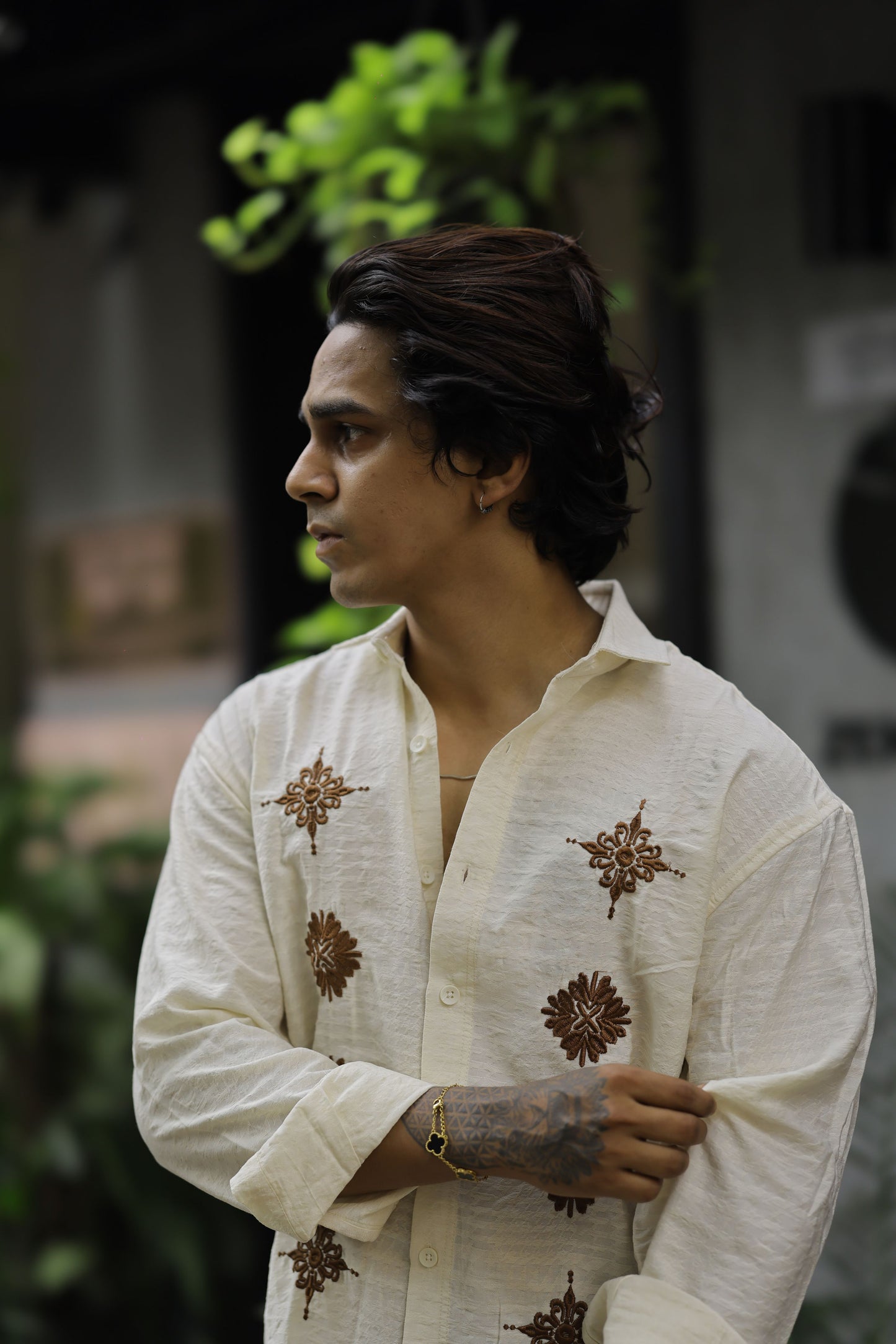 Classic Floral Embroidery Shirt