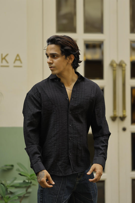 Black Texture Full sleeve shirt