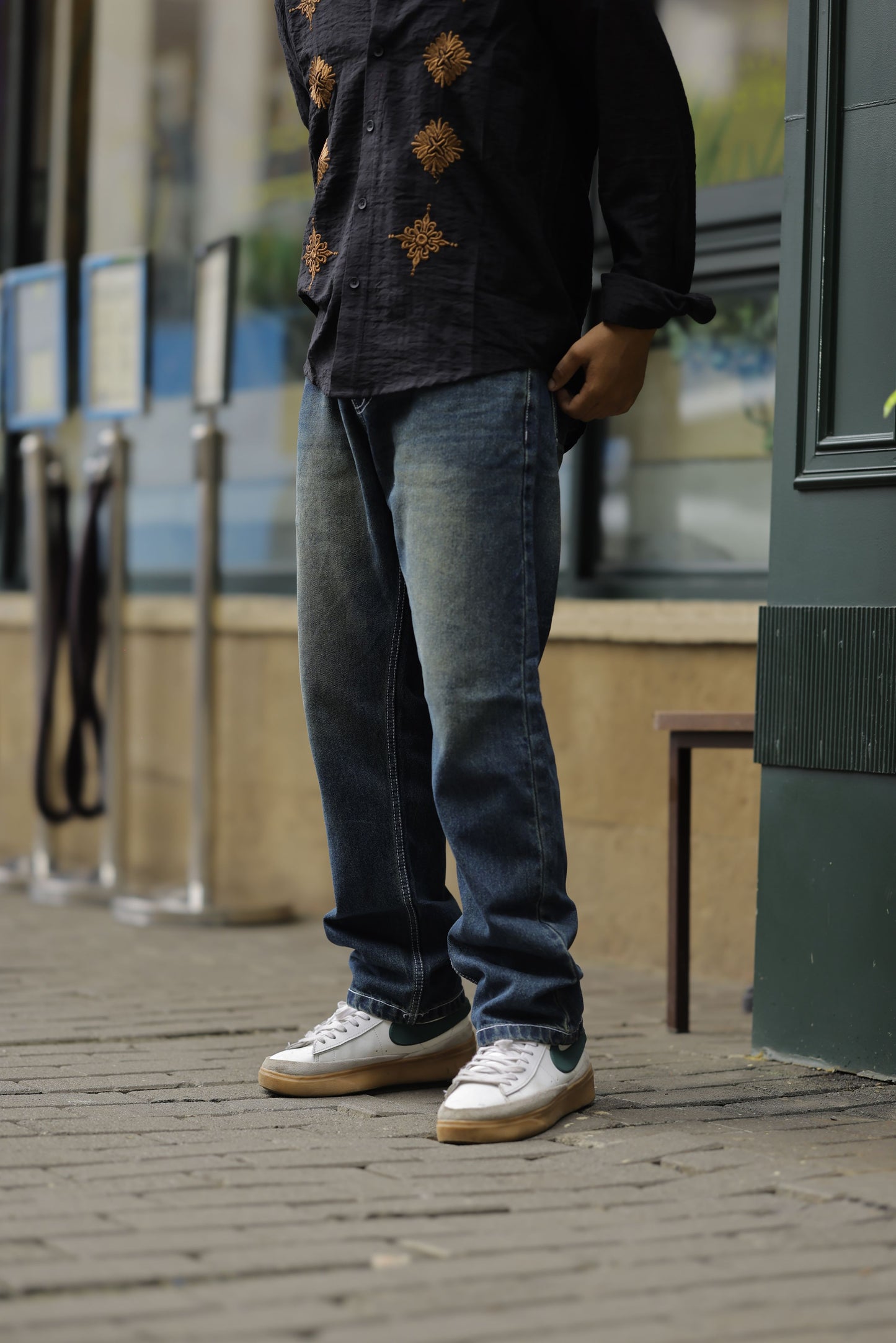 Blue Denim wash straight fit Jeans