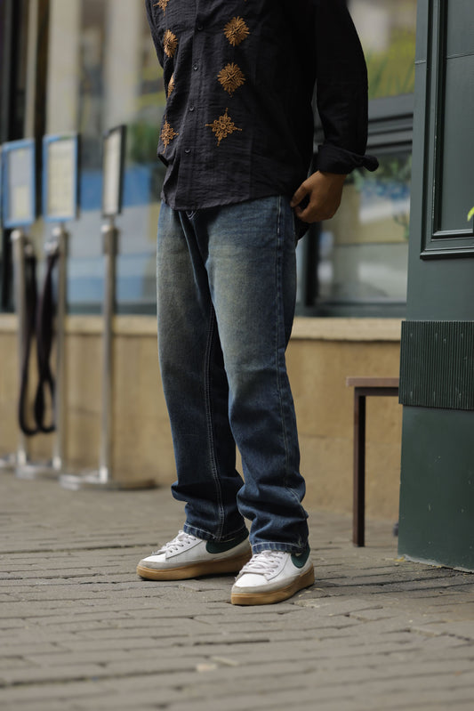 Blue Denim wash straight fit Jeans