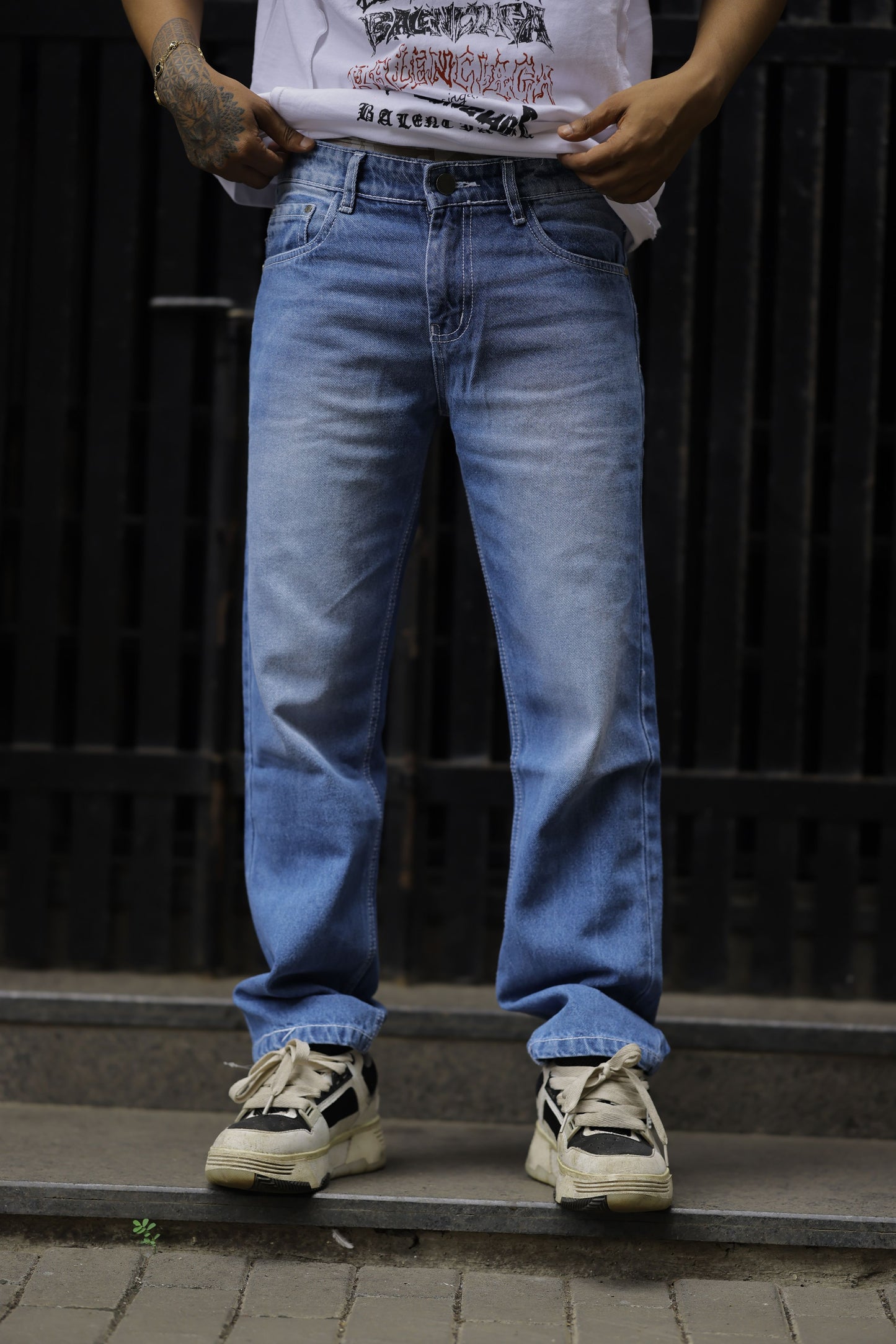 Blue Denim wash straight fit Jeans